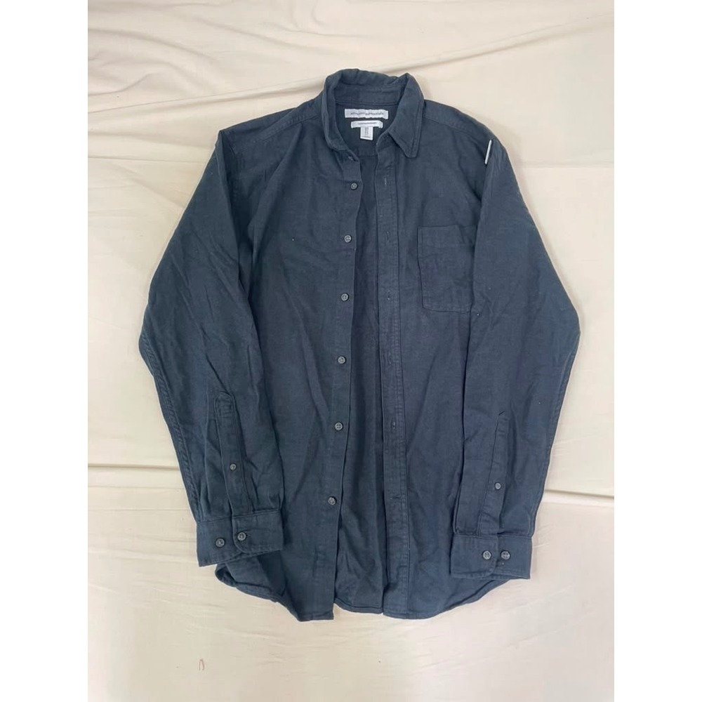 Amazon Essentials‎ Mens Regular Fit Flannel Shirt Dark Navy Blue Grey Medium M